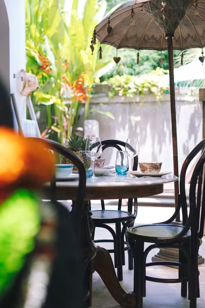 Villa Vickary Seminyak, Bali — garden table and plants